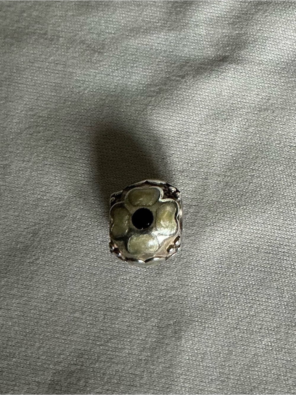 Pandora Daisy Flower White and Black Enamel Charm